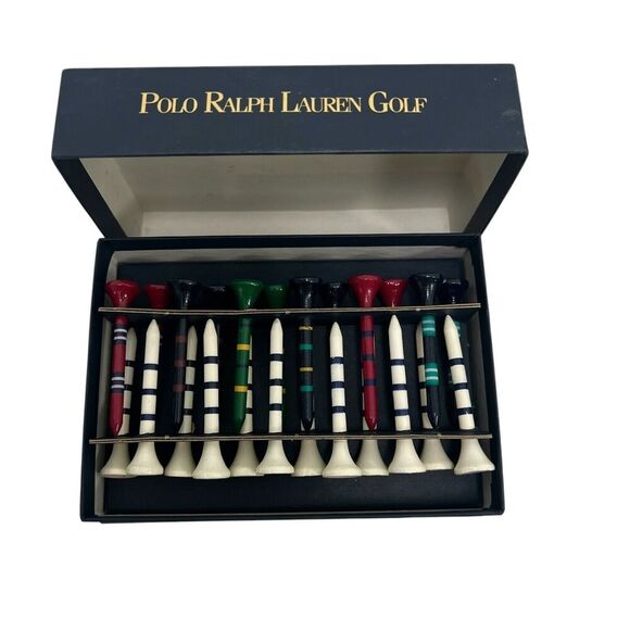 Polo Ralph Lauren Golf Tees Box of 24 Wooden Multicolored Logo Vintage Rainbow - Picture 6 of 8